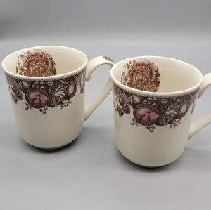 Johnson Bros His Majesty Turkey Coffee Tea Mugs - Set of 2